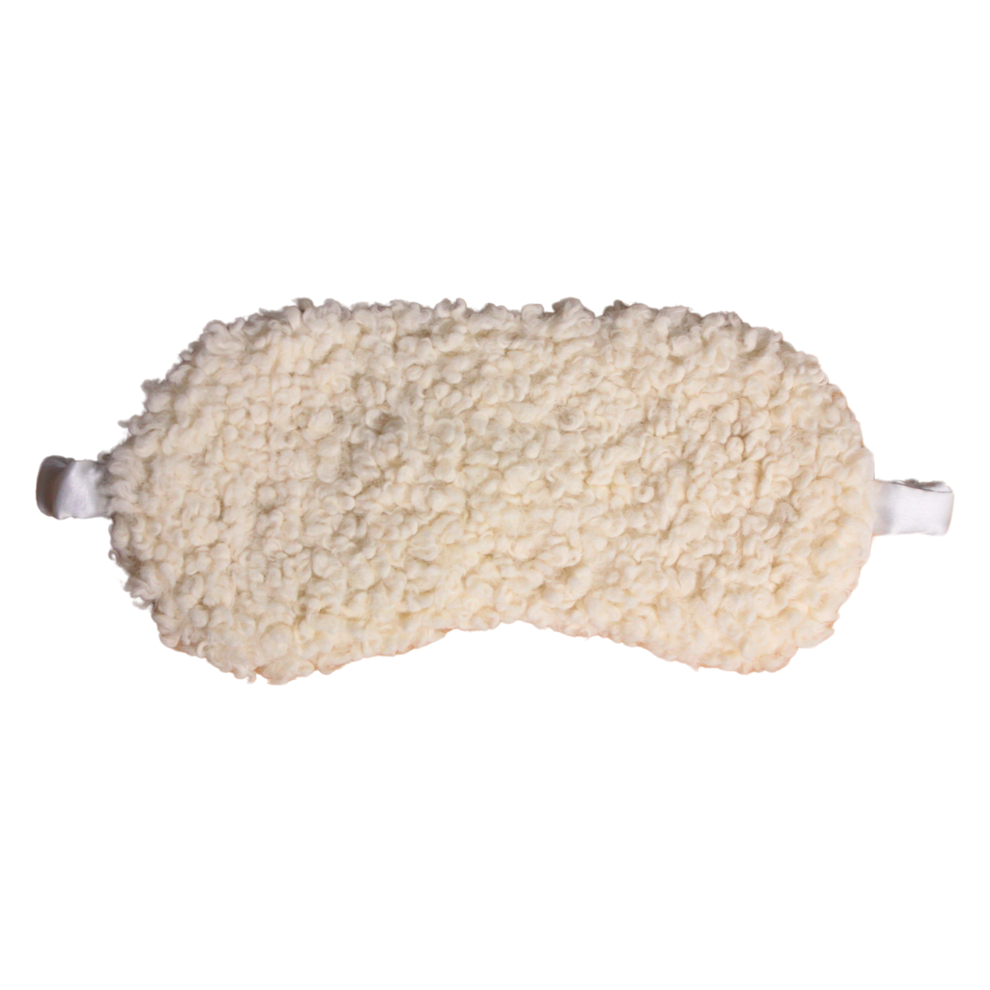 Cream Boucle Eye Mask with Satin Back and Strap