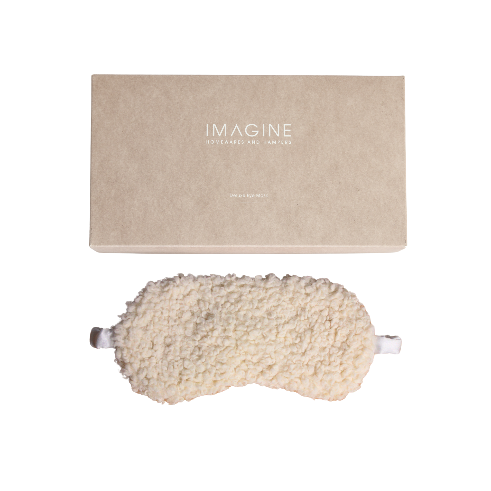 Cream Boucle Eye Mask with Satin Back and Strap
