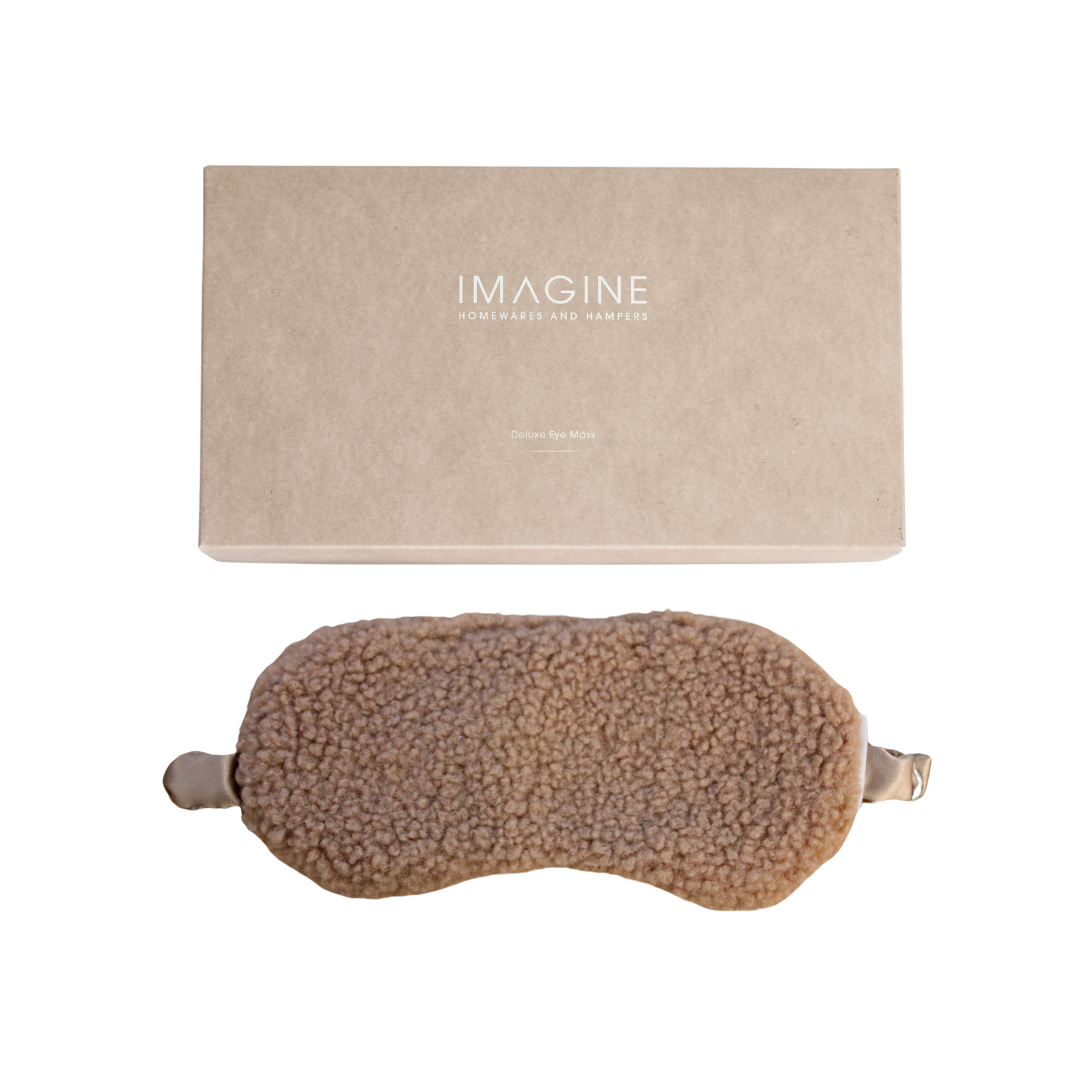 Latte Boucle Eye Mask with Satin Back and Strap