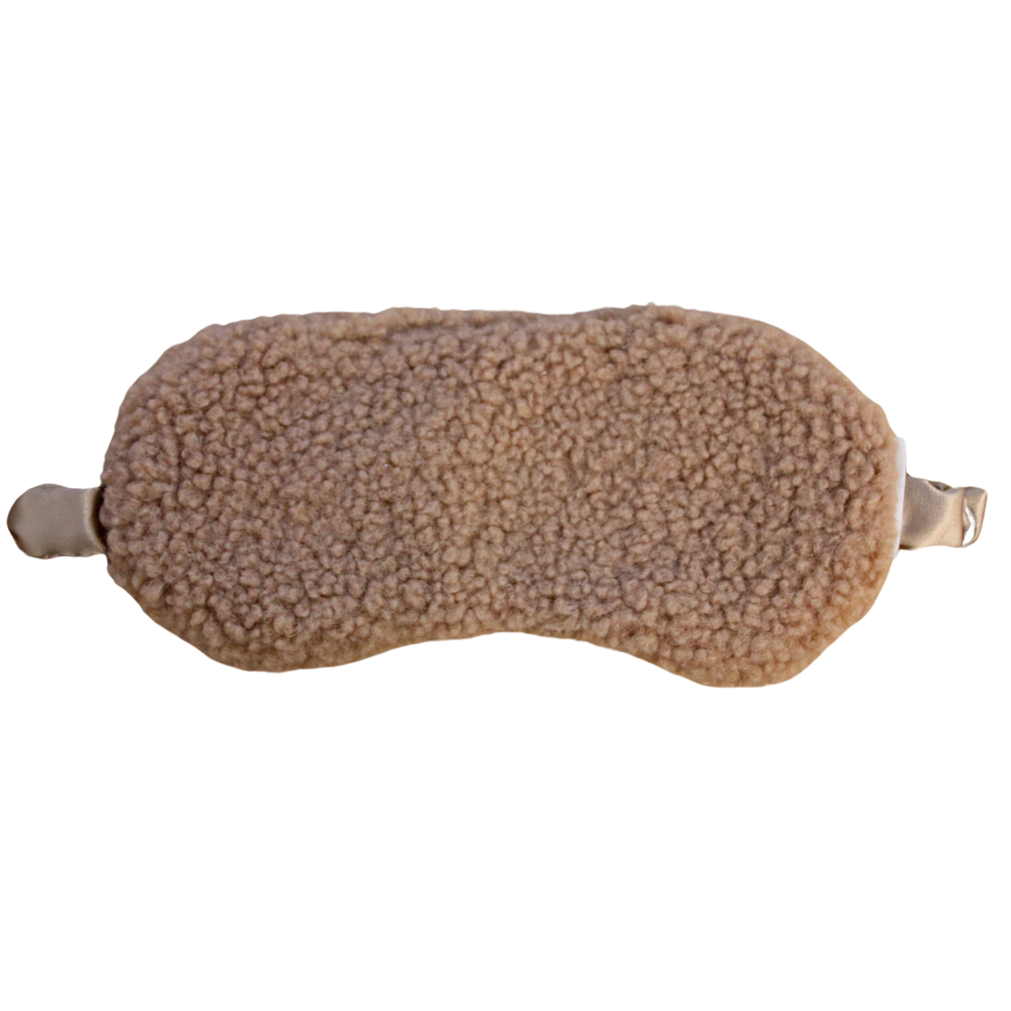 Latte Boucle Eye Mask with Satin Back and Strap